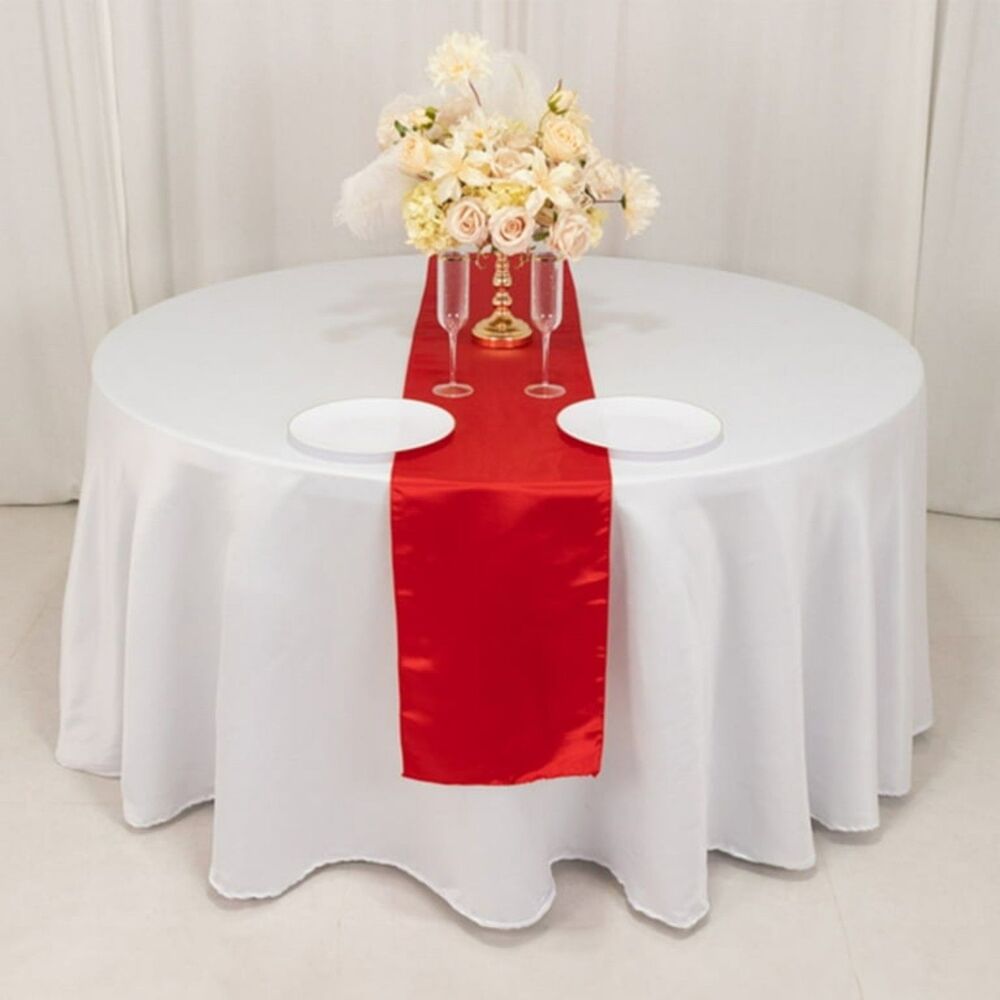Pack of 12 Red Satin Table Runners NEW